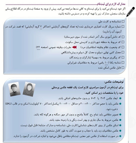 مدارک لازم برای ثبت نام کنکور