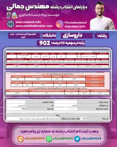 کارنامه قبولی داروسازی سهمیه 25 درصد